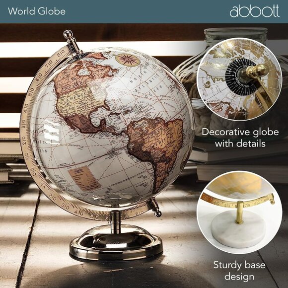 Abbott Collection - Tabletop Globe Grey/Green/Black - Dark Academia Study Decor - Picture 7 of 10